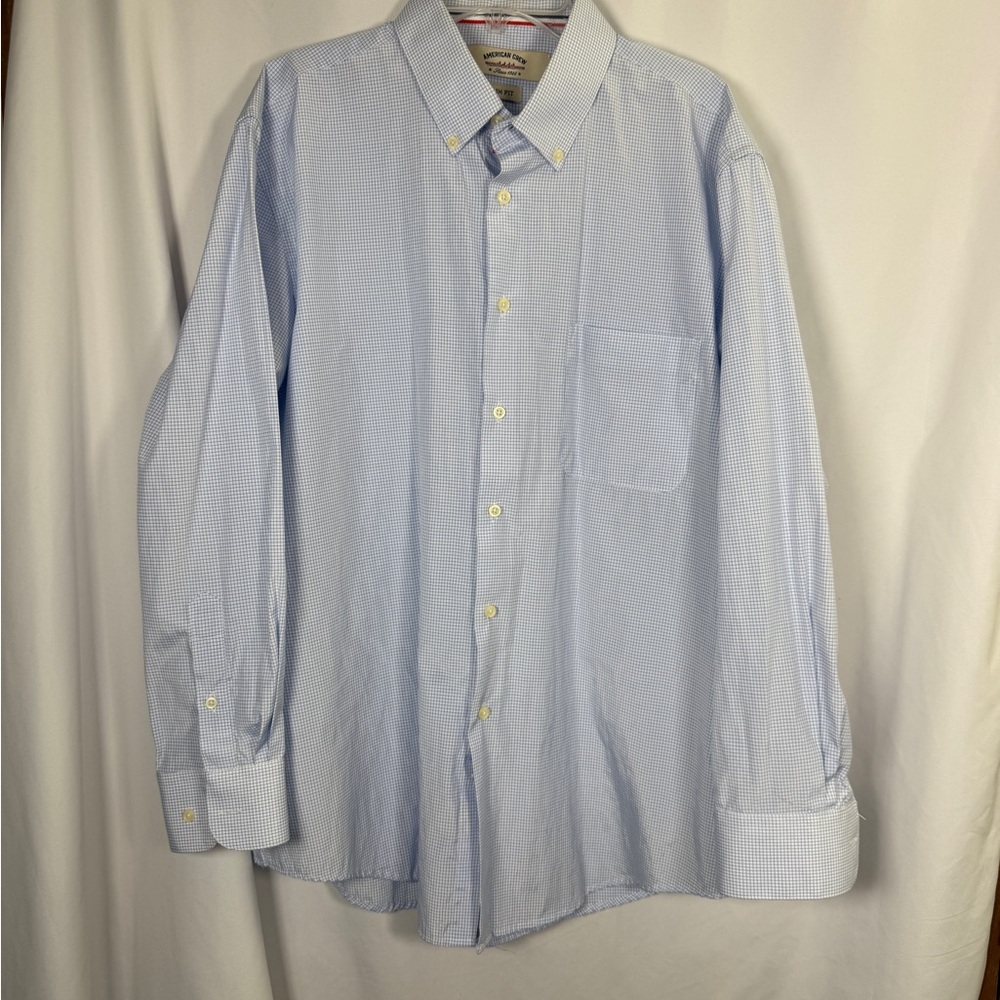 Classic Blue Checkered Men's Dress Shirt